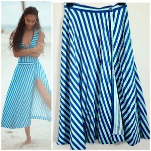 Anthropologie Celandine Stripe Wrap Midi Skirt Size S NWT